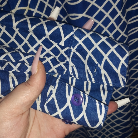 2for$10 long sleeve company One blue & white button Med. - Picture 5 of 8